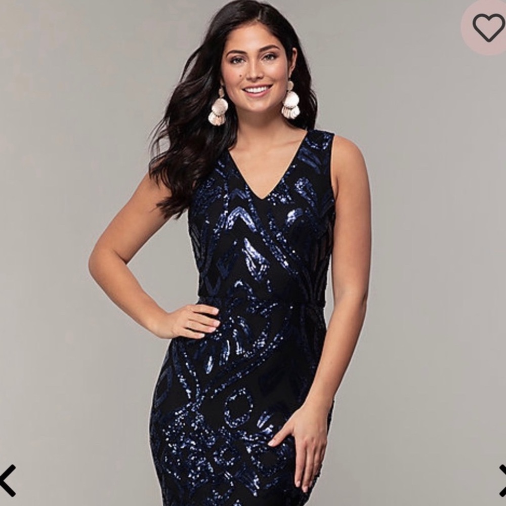 Navy blue sequin formal dress